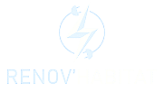 Logo Renovhabitat: éclair stylisé dans un cercle symbolisant l'énergie pour la rénovation et l'habitat.